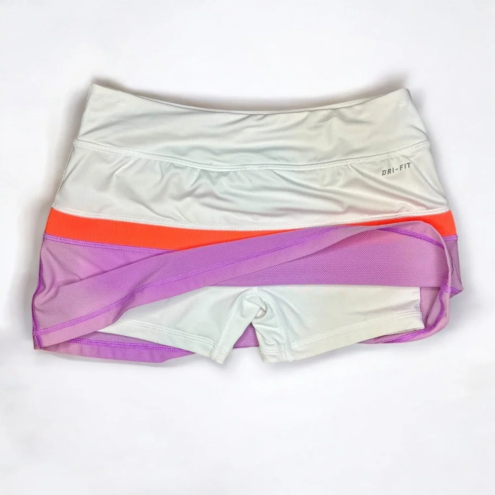 Nike Dri-Fit Skirt Color Block Tennis Skort White Purple Womens Size Small